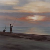 Fisherman At Sunset 14x18