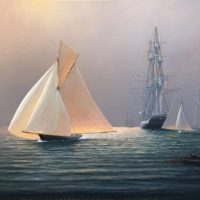 Constitution off Castle Island 24x36