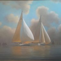 Yankee and Velsheda off the Needles in 1935 30x40